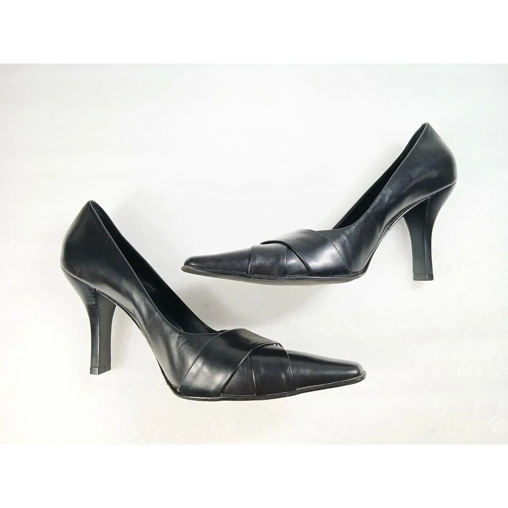 Antonio Melani Vero Cuoio Black Leather Heels – Size 8.5 – 4